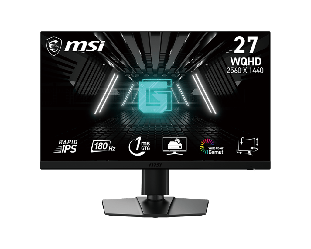 MSI G272QPF E2 27” QHD Rapid IPS Gaming Monitor – 2560×1440, 180Hz, 1ms (GtG), AMD FreeSync Premium, HDR, DisplayPort, HDMI, Night Vision, Gaming OSD, VESA Mount, Adjustable Stand – Black