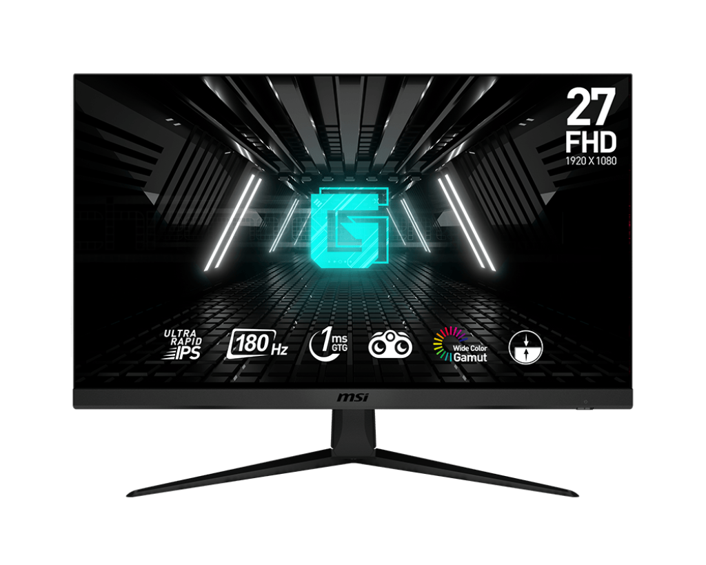 MSI G2712F 27” Full HD Gaming Monitor – 1920×1080, 180Hz, 1ms (GtG), Rapid IPS Panel, AMD FreeSync Premium, HDMI, DisplayPort, HDR Ready, Eye Care, VESA Mount, Frameless Design – Black