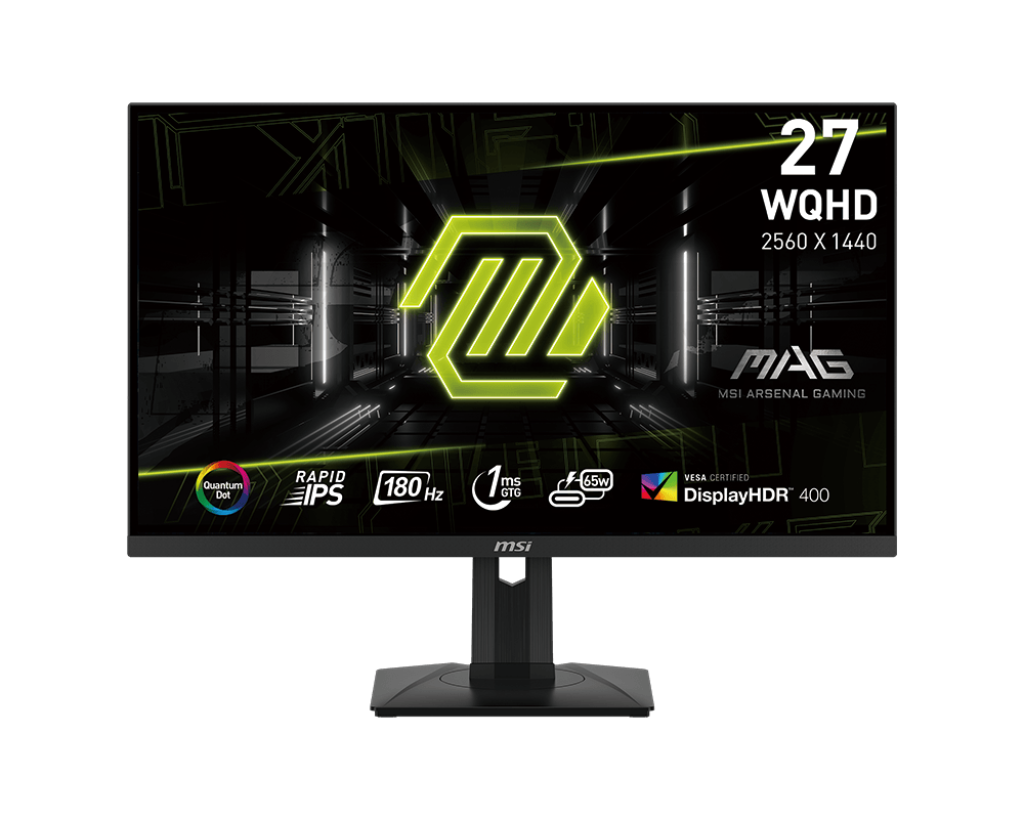 MSI MAG 274QRF QD E2 27” QHD Gaming Monitor – 2560×1440, 180Hz, 1ms (GtG), Quantum Dot Rapid IPS, AdobeRGB 99%, FreeSync Premium, HDR, USB-C, DisplayPort, HDMI, Ergonomic Stand, VESA Mount – Black
