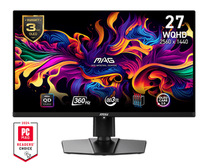 MSI MAG 271QPX QD-OLED 26.5” QHD Gaming Monitor – 2560×1440, 240Hz, 0.03ms (GtG), QD-OLED Panel, VESA DisplayHDR True Black 400, NVIDIA G-SYNC Compatible, USB-C, HDMI, DP, Adjustable Stand, VESA Mount – Black
