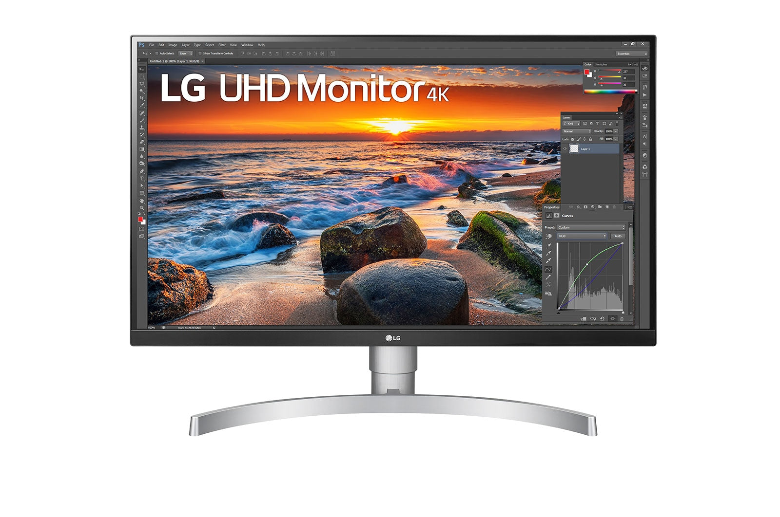 LG UltraFine 27UN83A-W 27” 4K UHD IPS Monitor – 3840×2160, HDR10, sRGB 99%, USB-C, HDMI, DisplayPort, Height/Pivot/Tilt Adjustable Stand, VESA Mount – White/Silver