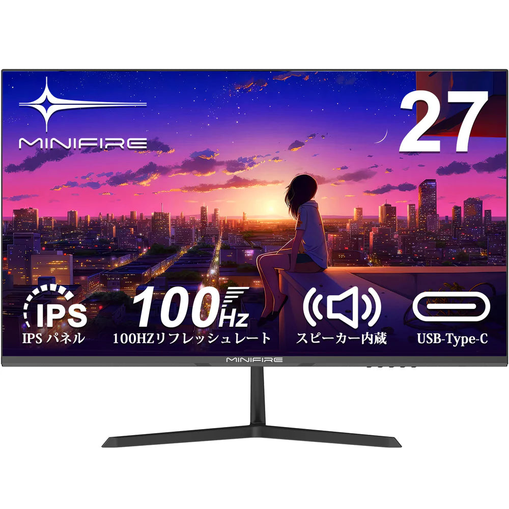 Minifire 27” Full HD Curved Gaming Monitor – 1920×1080, 100Hz, 1ms (MPRT), VA Panel, 1800R Curve, AMD FreeSync, Frameless, Built-in Speakers, HDMI, VGA, VESA Mount – Black