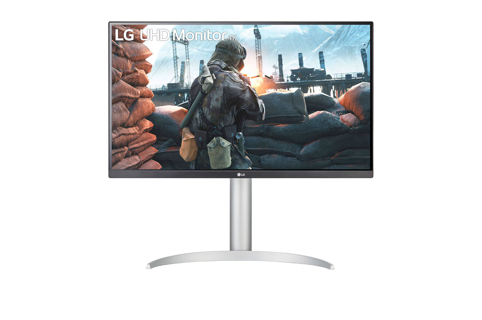 LG 27UP650P-W 27” 4K UHD IPS Monitor – 3840×2160, HDR400, 95% DCI-P3, AMD FreeSync, DisplayPort, HDMI, Height/Pivot/Tilt Adjustable Stand, VESA Mount – White/Silver