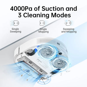 Dreame W10 Self-Cleaning Robot Vacuum and Mop, 4000Pa Suction, Dual Rotary Mops, Smart LiDAR Navigation, Blanc (White)