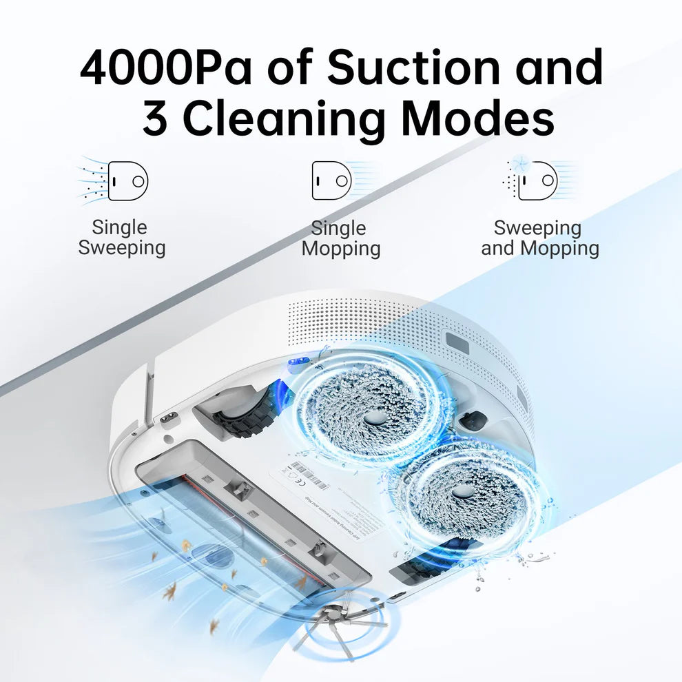 Dreame W10 Self-Cleaning Robot Vacuum and Mop, 4000Pa Suction, Dual Rotary Mops, Smart LiDAR Navigation, Blanc (White)