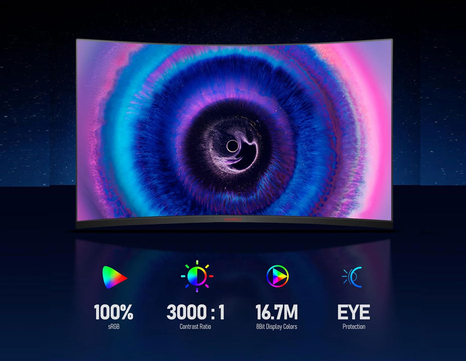 KOORUI 32E6QC (GA01) 32” QHD Curved Gaming Monitor – 2560×1440, 170 Hz (DP)/144 Hz (HDMI), 1 ms MPRT, 1500R Curve, VA Panel, HDR10, Adaptive Sync, Tilt Stand, VESA 75×75 – Black
