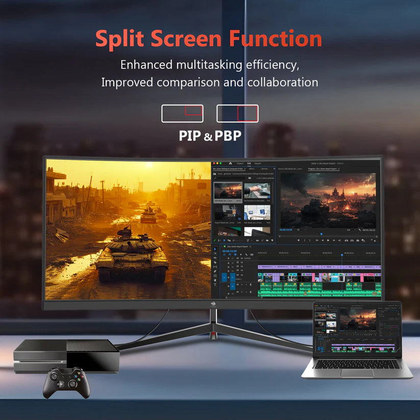 Z‑EDGE UG30 30” WFHD Ultrawide Curved Gaming Monitor – 2560×1080, 200 Hz (DP), 165 Hz (HDMI), 1 ms MPRT, 1500R Curve, VA Panel, FreeSync, PIP/PBP, HDMI×2, DP×2, Audio Out, VESA 75×75 – Black