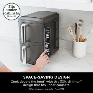 Ninja Double Stack XL Air Fryer, 9.5L Capacity, Dual Basket Design with 2 Racks, 4 Cooking Functions, Space-Saving Vertical Design