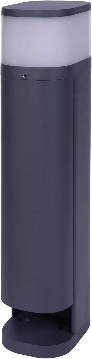 BOLD 19646 Volo Outdoor Garden Socket (Socket Column) Anthracite (2 x Schuko - IP44 Outdoor Socket Tower - 3680 Watt - Twilight Sensor - On/Off Switch - G9 Bulb Included)