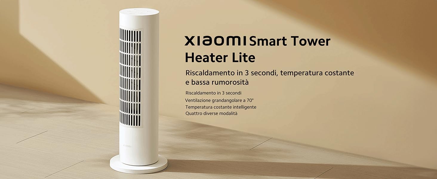 Xiaomi Smart Tower Heater Lite EU, 2000W Ceramic PTC Heating, 70° Oscillation, Silent Operation, Smart App & Voice Control