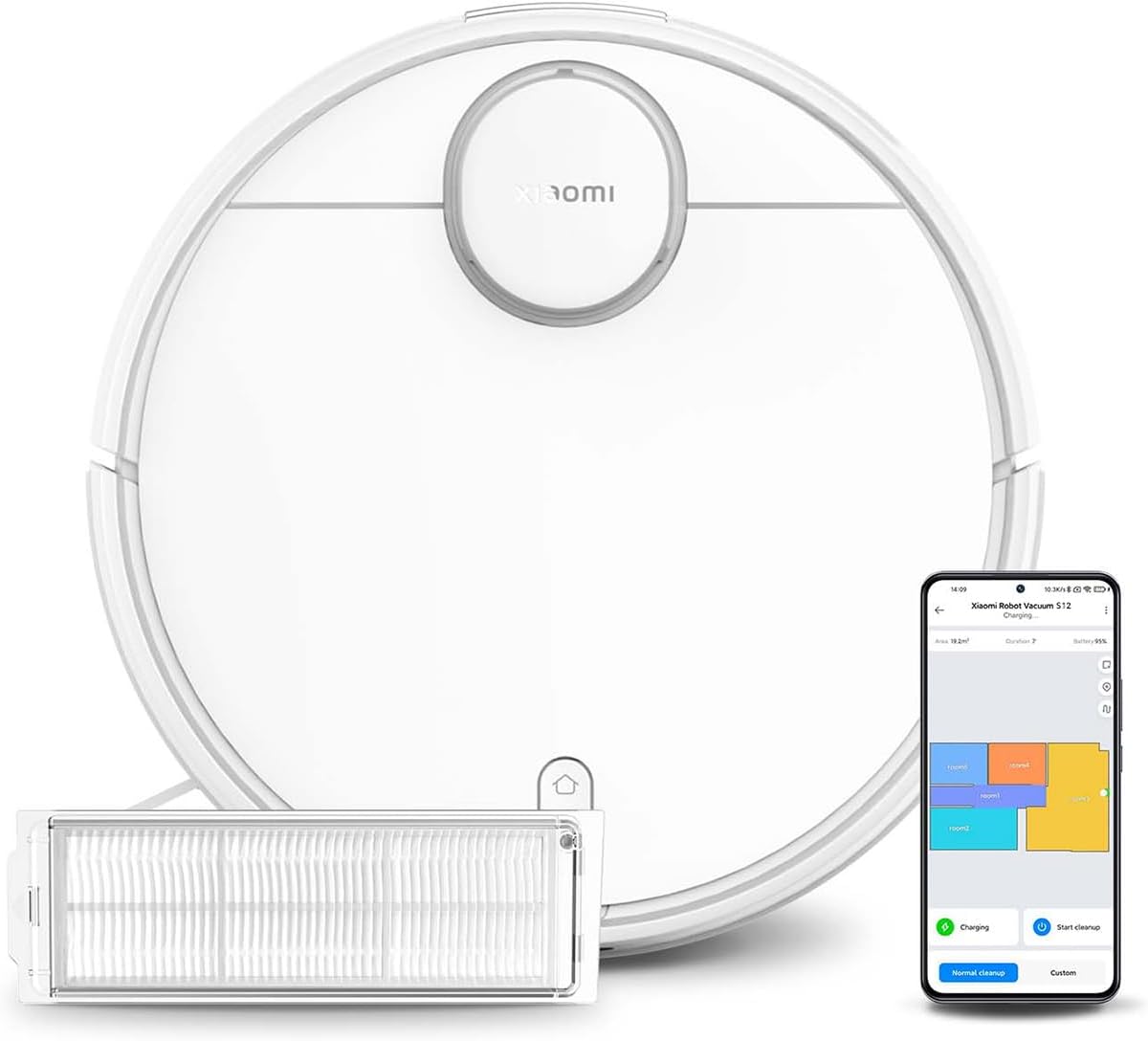 Xiaomi S12 Robot Vacuum and Mop 2-in-1, 4000Pa Suction Power, LiDAR Navigation, Obstacle Detection, Smart Carpet Mode, Pet Hair Cleaning