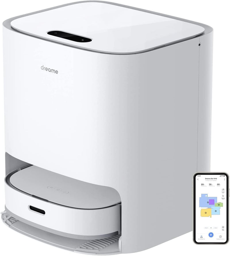 Dreame W10 Self-Cleaning Robot Vacuum and Mop, 4000Pa Suction, Dual Rotary Mops, Smart LiDAR Navigation, Blanc (White)