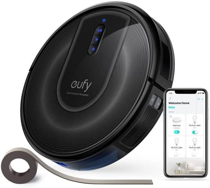 Eufy RoboVac G30 Edge Robot Vacuum Cleaner, 2000Pa Suction Power, Smart Dynamic Navigation 2.0, Boundary Strip Support, Black