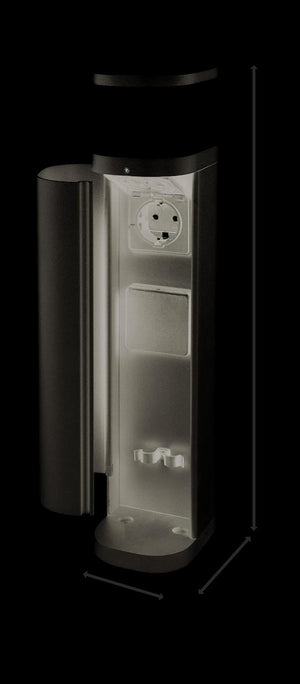 BOLD 19646 Volo Outdoor Garden Socket (Socket Column) Anthracite (2 x Schuko - IP44 Outdoor Socket Tower - 3680 Watt - Twilight Sensor - On/Off Switch - G9 Bulb Included)