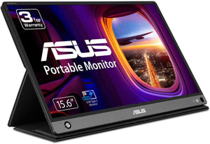 ASUS ZenScreen GO MB16AHP 15.6” Portable FHD Monitor – IPS, 1920×1080, 60Hz, 7800mAh Battery, USB-C & Micro-HDMI, Auto-Rotate, Eye Care, Smart Cover – Dark Grey