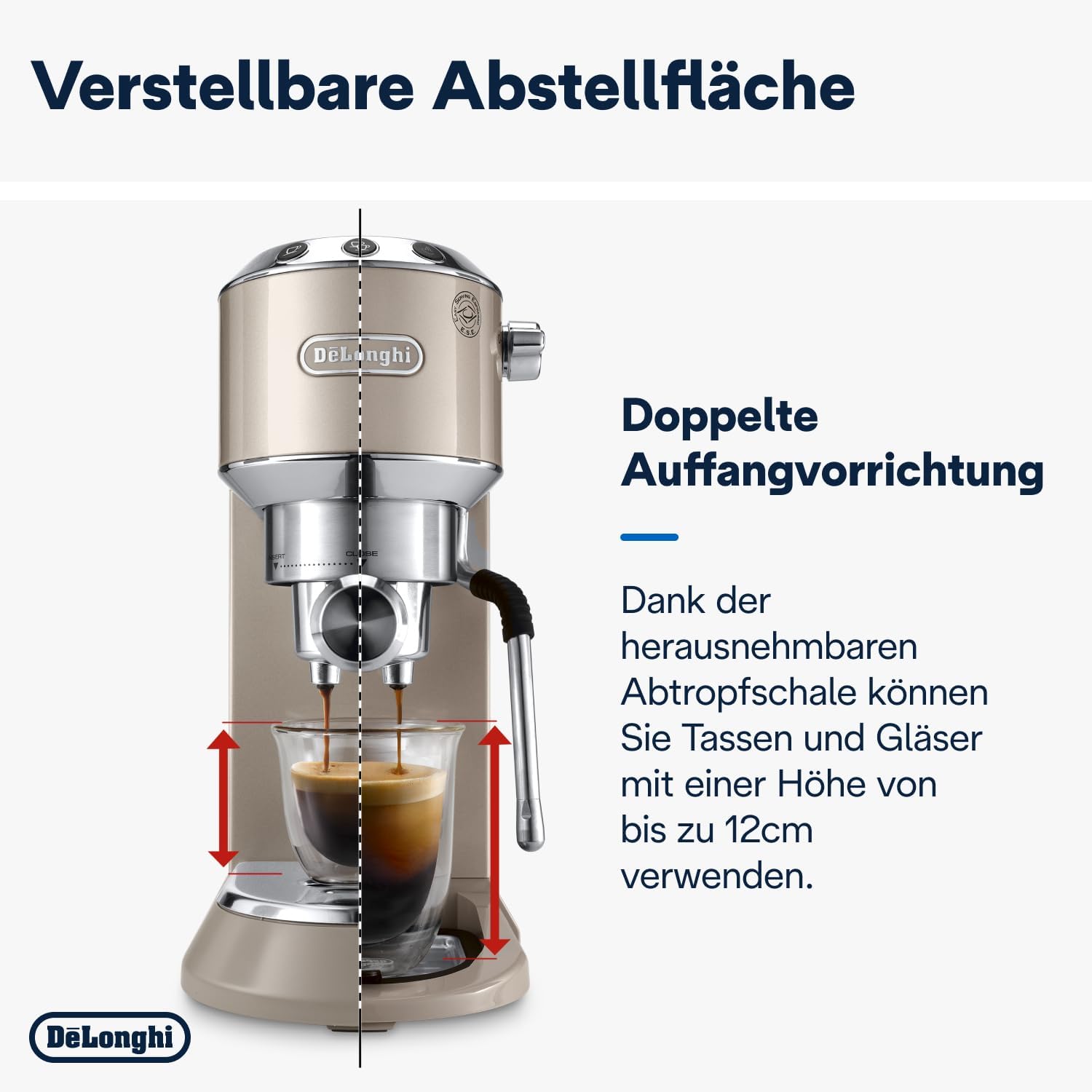 De'Longhi Dedica Arte EC 885.BG, Espresso Machine with MyLatteArt Steam Wand, Compact Design, 15 cm Wide, 1 L Water Tank
