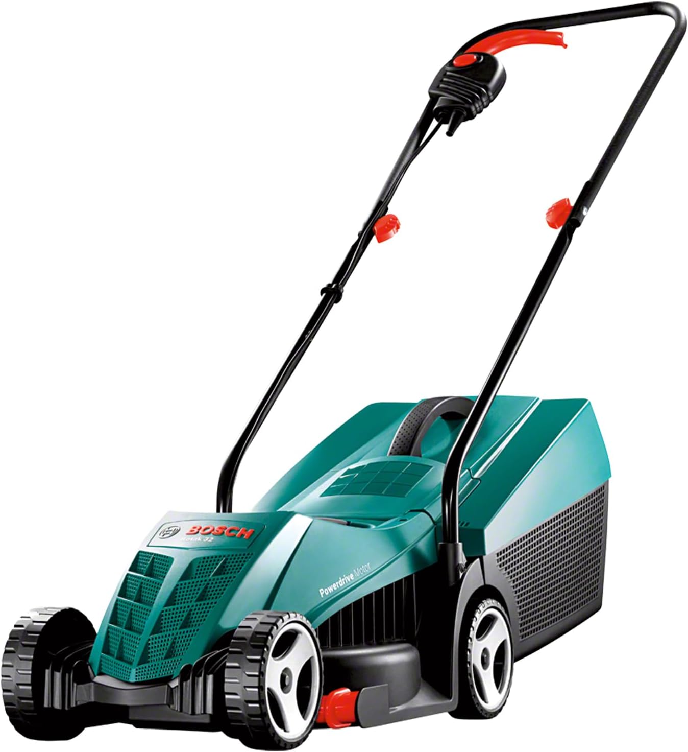 Bosch Rotak 32 Electric Lawnmower, 1200W Motor, 32cm Cutting Width, 20–60mm Adjustable Cutting Height, 31L Grass Box