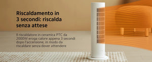 Xiaomi Smart Tower Heater Lite EU, 2000W Ceramic PTC Heating, 70° Oscillation, Silent Operation, Smart App & Voice Control