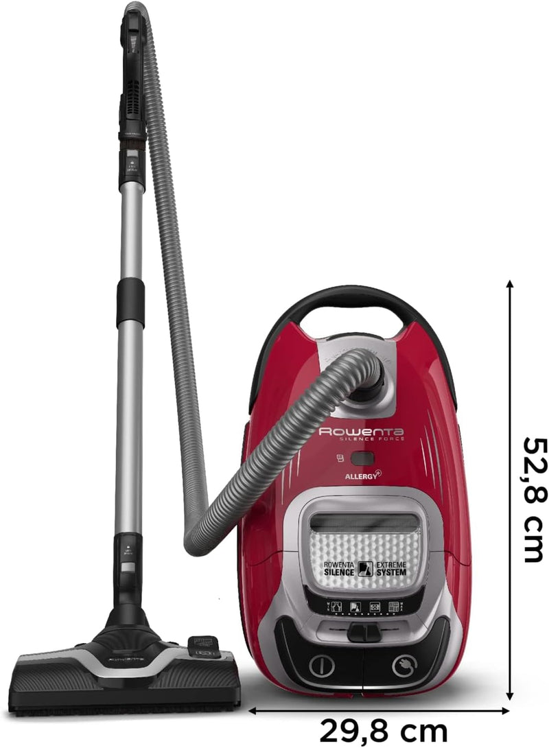 Rowenta Silent Bagged Vacuum Cleaner, 4.5L Capacity, High Filtration, Energy-Efficient Motor, Pet Hair Accessories, Powerful & Quiet Cleaning