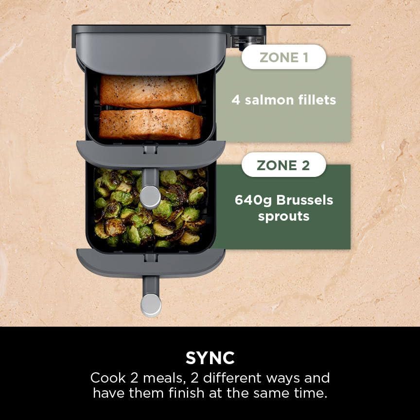 Ninja Double Stack XL Air Fryer, 9.5L Capacity, Dual Basket Design with 2 Racks, 4 Cooking Functions, Space-Saving Vertical Design