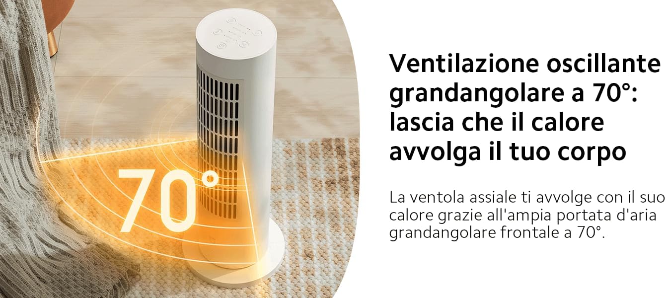 Xiaomi Smart Tower Heater Lite EU, 2000W Ceramic PTC Heating, 70° Oscillation, Silent Operation, Smart App & Voice Control