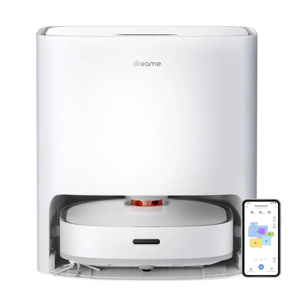Dreame W10 Self-Cleaning Robot Vacuum and Mop, 4000Pa Suction, Dual Rotary Mops, Smart LiDAR Navigation, Blanc (White)