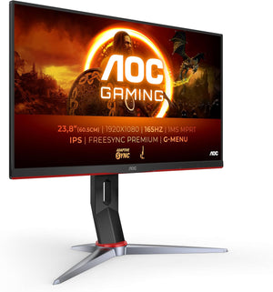 AOC Gaming 24G2ZE/BK 24” Full HD 240Hz Gaming Monitor – 1920×1080, 0.5ms MPRT, Adaptive Sync, 3-Side Frameless IPS, HDMI/DP, Low Input Lag, VESA Mount – Black/Red