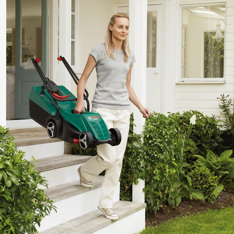 Bosch Rotak 32 Electric Lawnmower, 1200W Motor, 32cm Cutting Width, 20–60mm Adjustable Cutting Height, 31L Grass Box