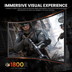 CRUA 27” Curved Gaming Monitor – Full HD (1920×1080), 165Hz, 1ms MPRT, VA Panel, 1800R Curve, FreeSync, Frameless Design, HDMI, DisplayPort, VESA Mount – Black