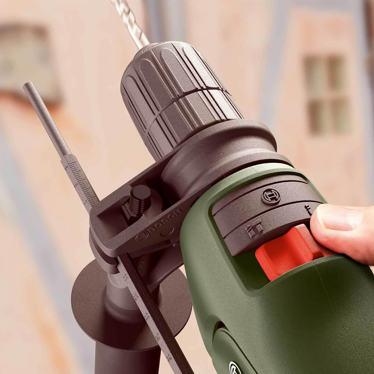 Bosch EasyImpact 600 Electric Hammer Drill, 600W, 1/2 Inch Chuck, Compact & Lightweight Design, Carry Case Included, Green