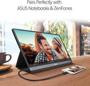 ASUS ZenScreen GO MB16AHP 15.6” Portable FHD Monitor – IPS, 1920×1080, 60Hz, 7800mAh Battery, USB-C & Micro-HDMI, Auto-Rotate, Eye Care, Smart Cover – Dark Grey