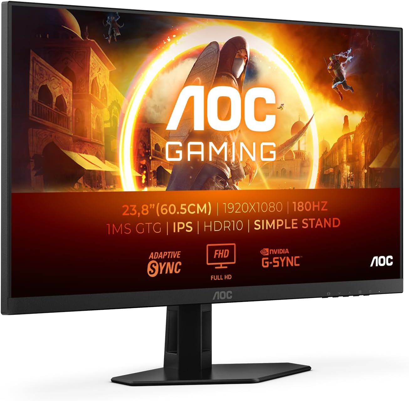 AOC Gaming 24G4XED 24” Full HD 180Hz IPS Gaming Monitor – 1920×1080, 1ms GtG, Adaptive Sync, 119% sRGB, Ultra-Slim Frameless Design, HDMI 2.0, DP 1.4, Low Input Lag, VESA Mount – Black