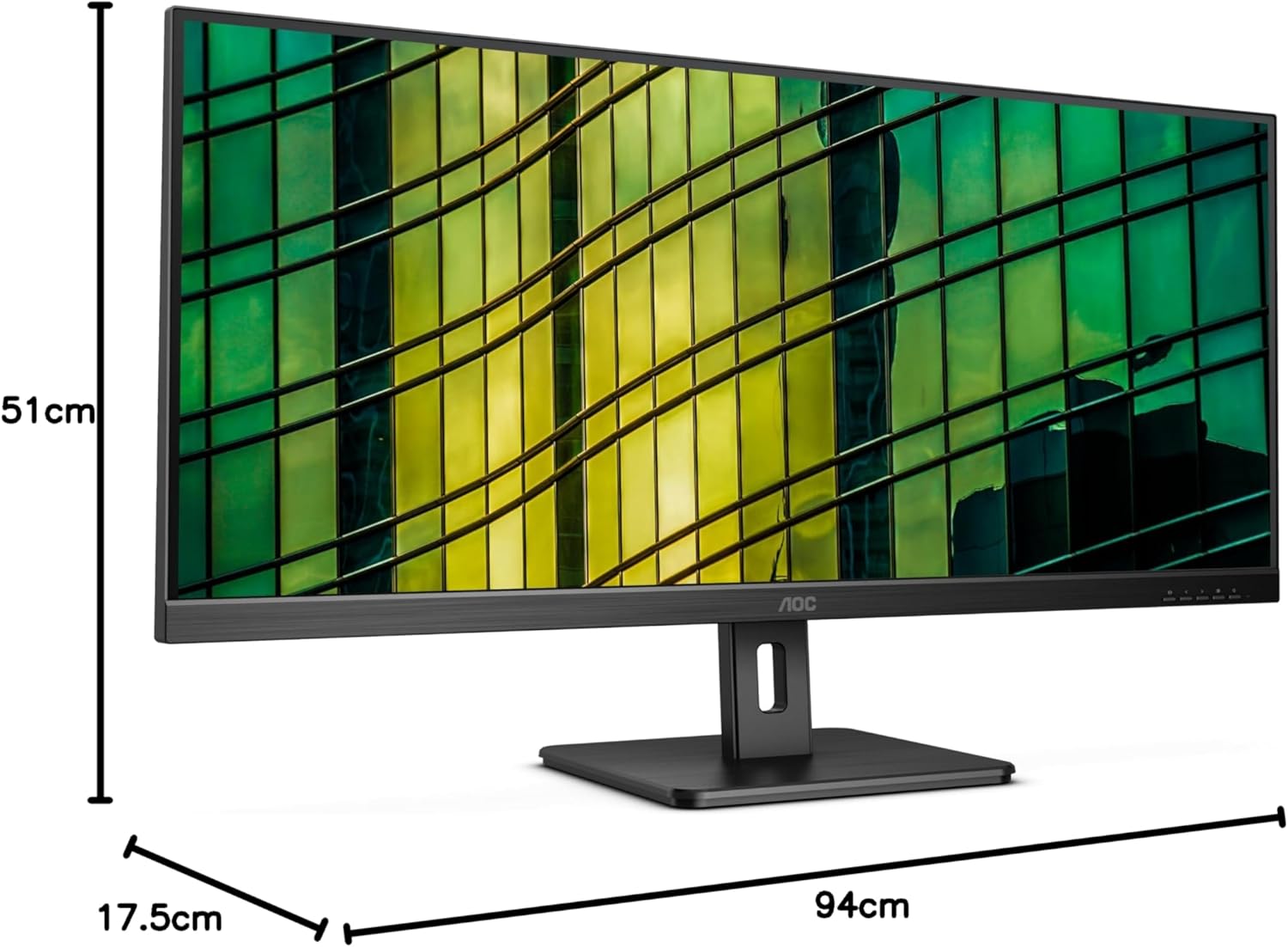 AOC U34E2M 34” WQHD Flat VA LED Monitor – 3440×1440, 100 Hz, 4 ms GtG, Adaptive Sync, 3‑Side Frameless, HDMI×2, DisplayPort, VA Panel, VESA Mount – Black