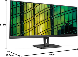 AOC U34E2M 34” WQHD Flat VA LED Monitor – 3440×1440, 100 Hz, 4 ms GtG, Adaptive Sync, 3‑Side Frameless, HDMI×2, DisplayPort, VA Panel, VESA Mount – Black
