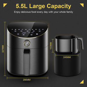 Vpcok Direct 5.5L XXL Air Fryer, 15 Preset Programs, Oil-Free Hot Air Frying, Digital LED Touchscreen, Preheat & Keep Warm Functions