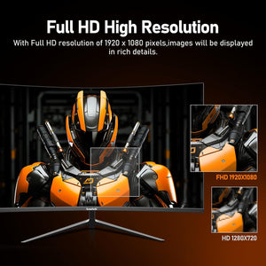 Gawfolk GF270H 27” Full HD Curved Gaming Monitor – 1920×1080, 100 Hz, 1 ms (MPRT), VA Panel, 1800R Curve, FreeSync, Built‑in Speakers, 100% sRGB, HDMI, VGA, Eye‑Care, Frameless, VESA Mount – Black