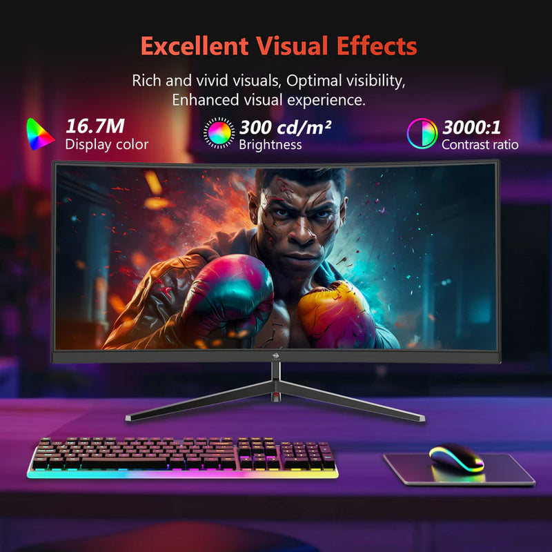 Z‑EDGE UG30 30” WFHD Ultrawide Curved Gaming Monitor – 2560×1080, 200 Hz (DP), 165 Hz (HDMI), 1 ms MPRT, 1500R Curve, VA Panel, FreeSync, PIP/PBP, HDMI×2, DP×2, Audio Out, VESA 75×75 – Black
