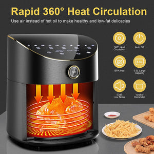 Vpcok Direct 5.5L XXL Air Fryer, 15 Preset Programs, Oil-Free Hot Air Frying, Digital LED Touchscreen, Preheat & Keep Warm Functions