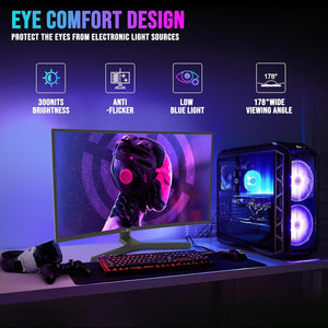 SMART TECH 27” Curved Gaming Monitor – 2K (1920×1080), 165Hz, 1ms MPRT, VA Panel, 1500R Curve, FreeSync, Frameless, HDMI, DisplayPort, Eye-Care, VESA Mount – Black