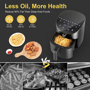 Vpcok Direct 5.5L XXL Air Fryer, 15 Preset Programs, Oil-Free Hot Air Frying, Digital LED Touchscreen, Preheat & Keep Warm Functions