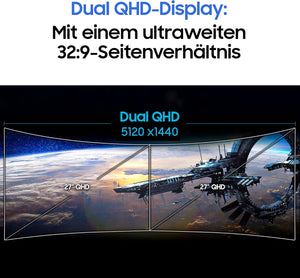 Samsung C49RG94SSR Curved Gaming Monitor, 124.20 cm (49 Inches), 5120 x 1440 Pixels, Dual WQHD, 32:9 Format, 120Hz 4ms, Black