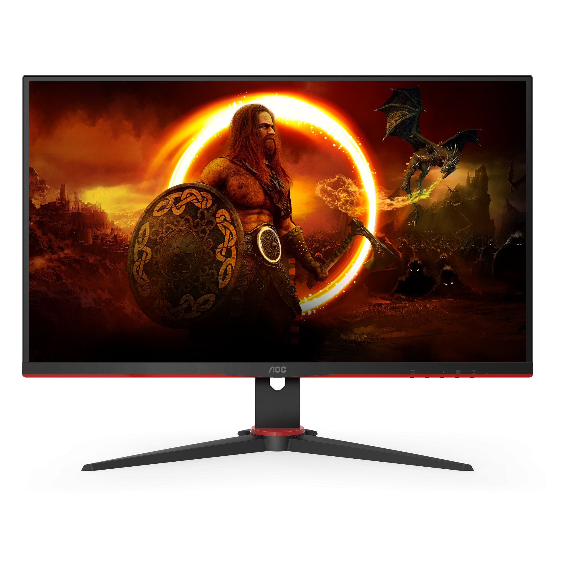 AOC Gaming Q27G2E 27” QHD VA Gaming Monitor – 2560×1440, 155Hz, 1ms MPRT, FreeSync Premium, 99% sRGB, Frameless Design, Flicker-Free, VESA Mount – Black/Red