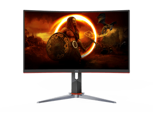 AOC Gaming C24G2AE 24” Full HD 165Hz Curved Gaming Monitor – 1920×1080, 1ms MPRT, 1500R VA Panel, Adaptive Sync, FreeSync Premium, HDMI/DP/VGA, VESA Mount, Game Color & Shadow Control – Black/Red