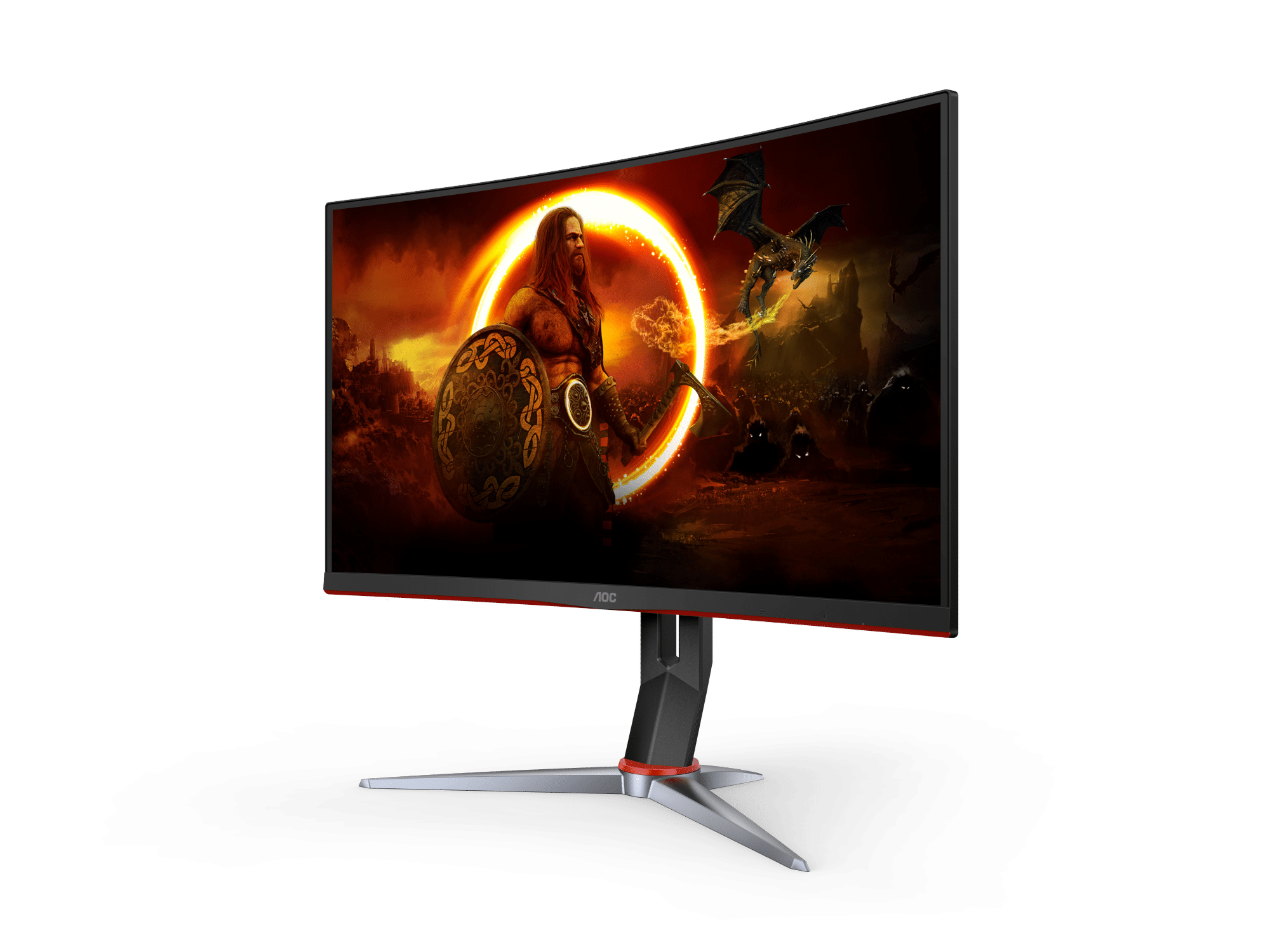 AOC Gaming C24G2AE 24” Full HD 165Hz Curved Gaming Monitor – 1920×1080, 1ms MPRT, 1500R VA Panel, Adaptive Sync, FreeSync Premium, HDMI/DP/VGA, VESA Mount, Game Color & Shadow Control – Black/Red