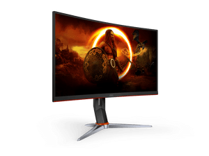 AOC Gaming C24G2AE 24” Full HD 165Hz Curved Gaming Monitor – 1920×1080, 1ms MPRT, 1500R VA Panel, Adaptive Sync, FreeSync Premium, HDMI/DP/VGA, VESA Mount, Game Color & Shadow Control – Black/Red