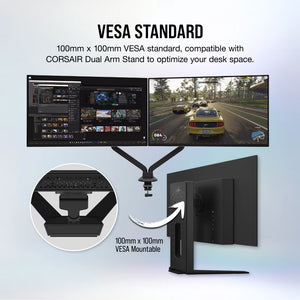 Corsair XENEON 27QHD240 – 27” OLED Gaming Monitor, QHD (2560×1440), 240Hz, 0.03ms GtG, OLED Panel, AMD FreeSync Premium, NVIDIA G-SYNC Compatible, HDR10, USB-C, HDMI, DisplayPort, Height Adjustable Stand – Black