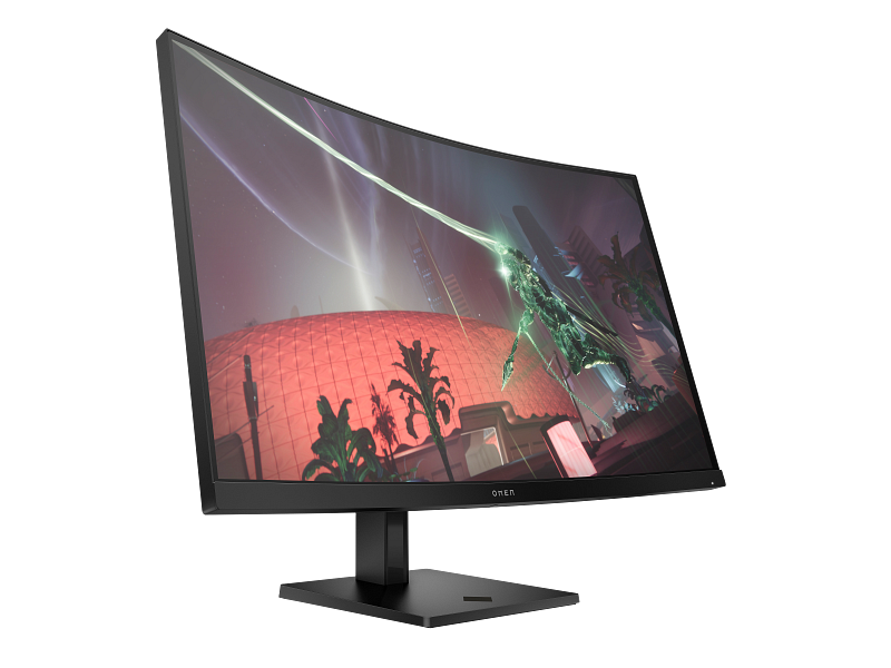 HP OMEN 32c 31.5” QHD Curved Gaming Monitor – 2560×1440, 165 Hz, 1 ms GtG, AMD FreeSync Premium, 1500R Curve, 3000:1 Contrast, HDR10, HDMI×2, DisplayPort 1.4, Headphone Jack, Height‑Adjustable Stand, VESA Mount – Black