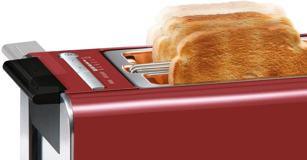 Siemens TT86104 Compact Toaster, 2-Slice, Stainless Steel Bun Warmer, Sensor for Senses Technology, Defrost & Reheat Functions, Black/Silver