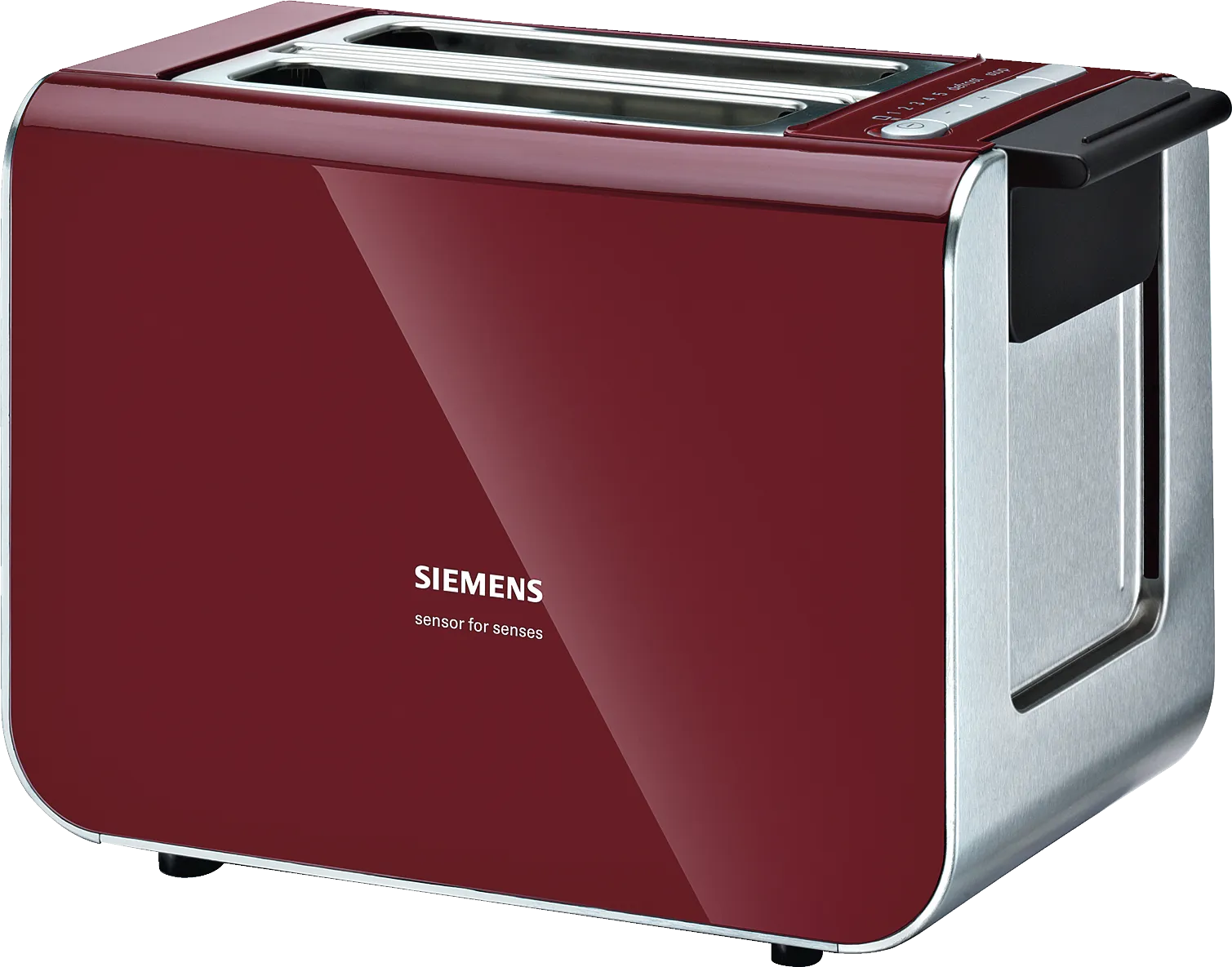 Siemens TT86104 Compact Toaster, 2-Slice, Stainless Steel Bun Warmer, Sensor for Senses Technology, Defrost & Reheat Functions, Black/Silver