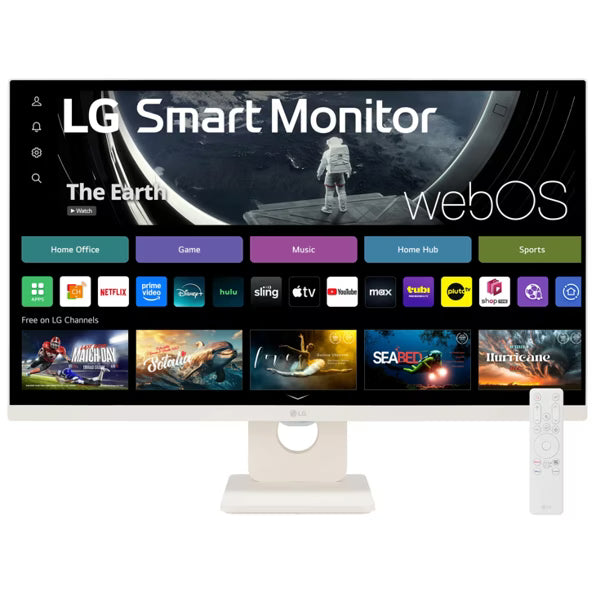 LG 27SR50F MyView 27” Full HD Smart IPS Monitor – 1920×1080, webOS 23, Wi-Fi, Bluetooth, Streaming Apps, AirPlay 2, Screen Share, Eye Comfort, HDMI, VESA Mount, Slim Design – White